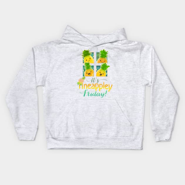 It's Pineappley Friday - Punny Garden Kids Hoodie by punnygarden